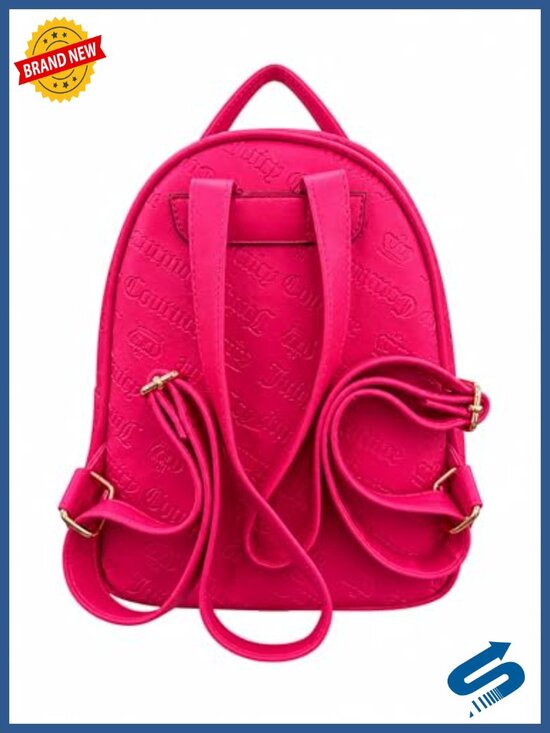 Mini Backpack Purse, Faux Leather with Rhinestone JC Monogram, Heart Charm
